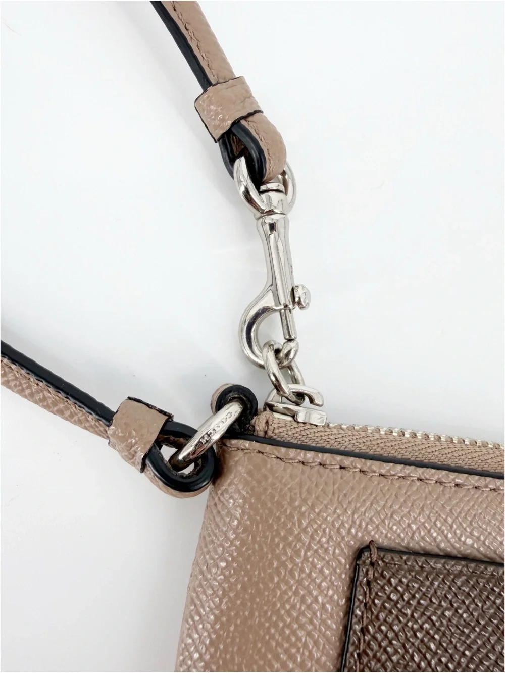 Coach Corner Zip Colorblock Wristlet Crossgrain Leather